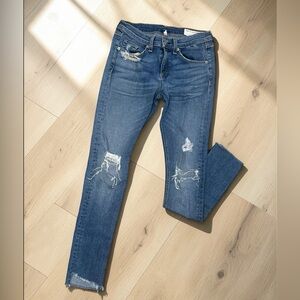 Rag & Bone Commodore Skinny Jeans 26 Distressed Step Hem High Rise